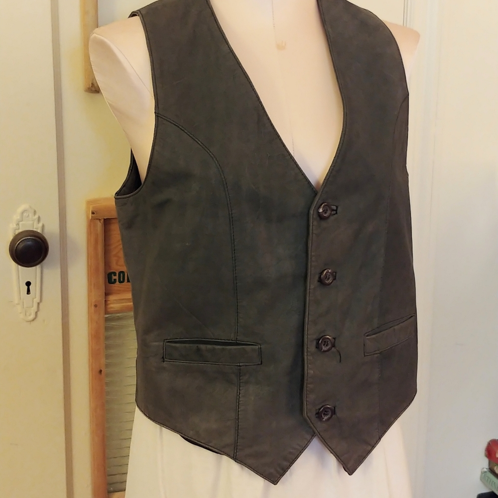 Daniel Young Vest Gray Leather Vest